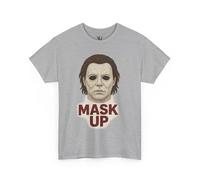 T-shirt d'horreur d'Halloween, t-shirt graphique unisexe, chemise masque, haut de costume effrayant, vêtement de film d'horreur, cadeau pour les fans, gris, L