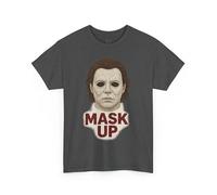 T-shirt d'horreur d'Halloween, t-shirt graphique unisexe, chemise masque, haut de costume effrayant, vêtement de film d'horreur, cadeau pour les fans, gris foncé, 5XL