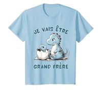 T-Shirt Dinosaure Grand Frère - Cadeau Annonce Grossesse T-Shirt, Enfant, Bleu Céleste, 12 Ans