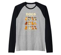 T-Shirt Dogs of The World Races de Chiens Design Mignon Manche Raglan