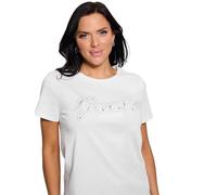 Guess T-shirt femme ES25GU63 W5RI08K9RM1 – Logo et dentelle blanche – Taille M