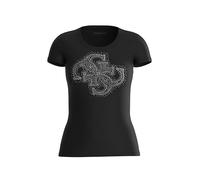 T-shirt donna Guess stretch 4G logo strass nero E25GU21 W4YI37J1314 M