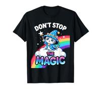 T-shirt Don't Stop the Magic Kawaii Wizard Kitten Rainbow Cloud T-Shirt