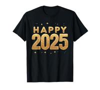 T-shirt doré Happy New Year 2025 Eve Party Family Christmas T-Shirt