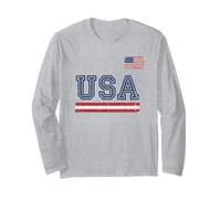 T-Shirt Drapeau Américain Maillot Rétro Vintage USA Manche Longue