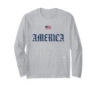 T-Shirt Drapeau Américain Maillot Rétro Vintage USA Manche Longue