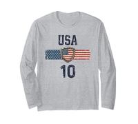 T-Shirt Drapeau Américain Maillot Rétro Vintage USA Manche Longue