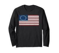 T-Shirt Drapeau Betsy Ross Vieilli Manche Longue