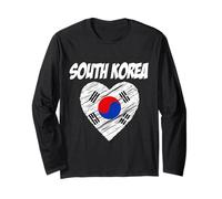 T-Shirt Drapeau de la Corée du Sud avec Inscription « I Love South Korea » Manche Longue