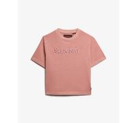 T-shirt droit ample brodÃ© femme Superdry Core Logo Rose M