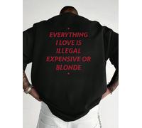 T-shirt drôle avec slogan pour homme en coton, imprimé « Everything I Love Is Illegal », motif graphique au dos, coupe oversize, streetwear masculin, été noir