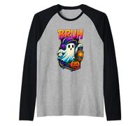 T-Shirt Drôle Bruh Fantôme Citrouille Halloween Manche Raglan