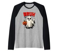 T-Shirt Drôle Bruh Fantôme Citrouille Halloween Manche Raglan