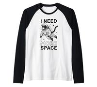 T-Shirt drôle Chat Astronaute I Need More Space Galaxy Humour Manche Raglan