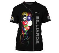 T-Shirt drôle de Billard Snooker Sport imprimé en 3D pour Hommes et Femmes Mode No.8 Motif Boule Noire pour Joueurs et passionnés col Rond Streetwear Pull-Over