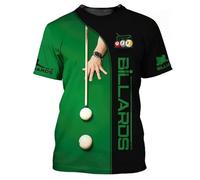 T-Shirt drôle de Billard Snooker Sport imprimé en 3D pour Hommes et Femmes Mode No.8 Motif Boule Noire pour Joueurs et passionnés col Rond Streetwear Pull-Over