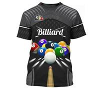 T-Shirt drôle de Billard Snooker Sport imprimé en 3D pour Hommes et Femmes Mode No.8 Motif Boule Noire pour Joueurs et passionnés col Rond Streetwear Pull-Over