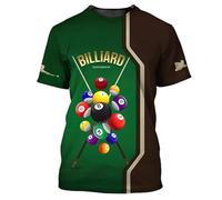 T-Shirt drôle de Billard Snooker Sport imprimé en 3D pour Hommes et Femmes Mode No.8 Motif Boule Noire pour Joueurs et passionnés col Rond Streetwear Pull-Over