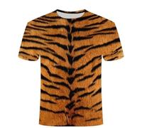 T-Shirt drôle pour Hommes/Femmes avec Impression 3D d'animaux Mode Motif Peau de Tigre et léopard Manches Courtes Kawaii Style Y2k Streetwear
