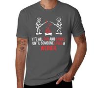 T-shirt drôle sarcastique Hot Dog « It's All Fun & Games Until Someone Loses One », Style gris foncé, 5XL