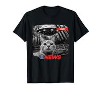 T-shirt drôle UFO Cat News Enlèvement Alien Dernières nouvelles T-Shirt