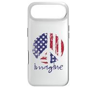 T-Shirt du 4 Juillet avec Drapeau américain Imagine Peace Sign Coque pour iPhone Air