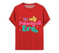 T-Shirt du Premier Jour de la Maternelle pour Tout-Petits, t-Shirt du Premier Jour d'école pour garçons et Filles pour la Maternelle Hauts Manches Courtes avec Leggings pour Fille (Red, 5-6 Years)