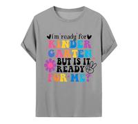 T-Shirt du Premier Jour de la Maternelle pour Tout-Petits, t-Shirt du Premier Jour d'école pour garçons et Filles pour la Maternelle Tuniques Filles Hiver (Grey, 5-6 Years)