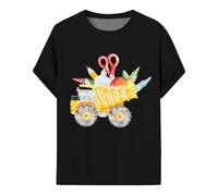 T-Shirt du Premier Jour de la Maternelle pour Tout-Petits, t-Shirt du Premier Jour d'école pour garçons et Filles pour la Maternelle Hauts Courts pour Fille Décontractée (Black, 5-6 Years)