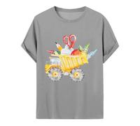 T-Shirt du Premier Jour de la Maternelle pour Tout-Petits, t-Shirt du Premier Jour d'école pour garçons et Filles pour la Maternelle Hauts Courts pour Fille Décontractée (Grey, 3-4 Years)