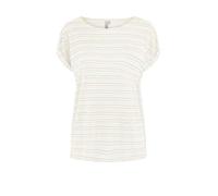 T-Shirt écru pour femme avec rayures dorées à coupe ample XS