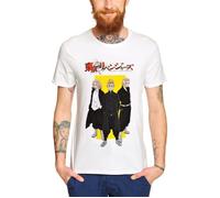 T-shirt Elbenwald Tokyo Revengers T-shirt avec logo jaune carre imprime sur le devant pour homme et femme Unisexe Blanc M