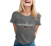 T-shirt élégant à manches courtes avec impression allemande et col rond pour un usage quotidien décontracté, gris foncé, L