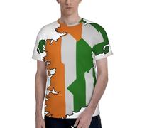T-shirt élégant à manches courtes pour homme avec drapeau irlandais abstrait, doux et confortable, pour un usage quotidien, Noir , S