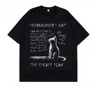 T-shirt en coton à manches courtes d'été imprimé créatif sur la mécanique quantique et le chat de Schrödinger. Streetwear ample pour hommes et femmes L,M,S,XL,XXL,XXXLCoton