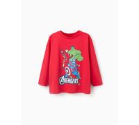 T-shirt En Coton À Manches Longues Et Imprimé Avengers Rouge 11/12A