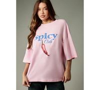 T-shirt en coton ample à imprimé piment de club épicé, coupe ample, col rond, décontracté, pour festival d'été, streetwear L,M,S,XL,XSLettresTissu tricoté