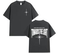 T-Shirt en Coton at-EE-z World Tour, Haut De Sport Tendance Kpop, Décontracté, Confortable, Manches Courtes, pour Hommes Et Femmes, Tailles XS À 3XL-Grey||m