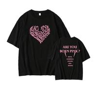 T-Shirt en Coton avec imprimé Bron Pink Album Blink World Tour(D Black,S)