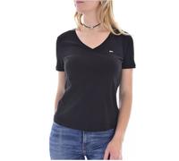 T-shirt en coton bio - TOMMY JEANS - Femme - Col V - Manches courtes - Éco responsable XS