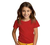 T-shirt en coton biologique à manches courtes pour garçons et filles - T-shirt Eco 160 g/m durable, confortable et élégant, rouge, 8 ans