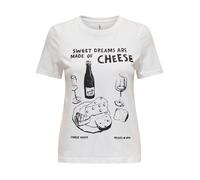 T-shirt en coton blanc avec un gros imprimé à l'avant et un col rond S