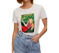 T-shirt en coton blanc pour femmes Mango M
