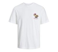 T-shirt en coton blanc uni coupe droite avec un col rond et imprimé papaye L