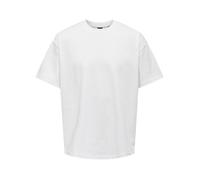 T-shirt en coton blanc uni épais avec une coupe très oversize et un col rond XL