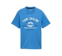 T-shirt en coton bleu à col rond avec un gros imprimé à l'avant S