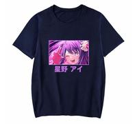 T-shirt en coton bleu imprimé anime Oshi No KO Hoshino Ai, T-shirts décontractés utilisés pour les fans de manga, cadeau de cosplay, Bleu 5., S