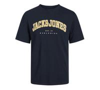 T-shirt en coton bleu marine uni à coupe droite avec imprimé nom de la marque 4XL