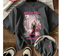 T-shirt en coton décontracté avec graphique d'affiche "MEGA BBL" Étoile & Musique, tee-shirt à manches courtes doux et confortable, streetwear Y2K pour fête au printemps/été L,M,S,XL,XXLGéométriqueTis