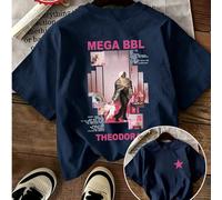 T-shirt en coton décontracté avec graphique "MEGA BBL" Étoile & Musique, tee-shirt à manches courtes doux et confortable, streetwear Y2K pour fête printemps/été L,M,S,XL,XXLGéométriqueTissu tricoté